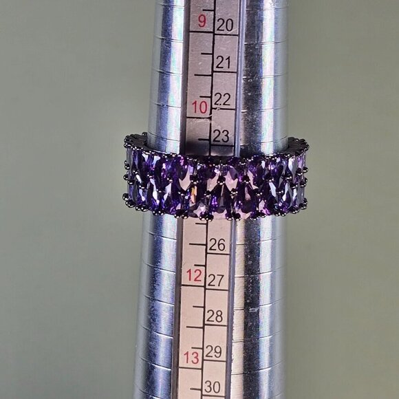 Synthetic Amethyst Cluster in Black-Plated Eternity Band Size 11 (NWOT) - Picture 3 of 5